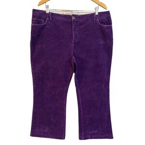 Lands End Purple Corduroy Cropped Flare Pants Womens Size 18 Mid Rise Stretch